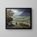 The Château Neuf de Saint-Germain-en-Laye and the gardens seen from the right bank of the Seine - Adam Frans van der Meulen — framed artwork on a wall