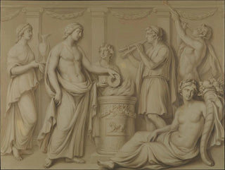 Ceremonial scene with Abundance and the Pan flutist - Adam Partnership — artwork view