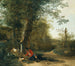 a peasant playing with his dog while resting at the edge of a woods - Adam Pynacker — artwork view