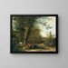 a peasant playing with his dog while resting at the edge of a woods - Adam Pynacker — framed artwork on a wall