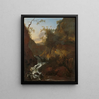 A waterfall - Adam Pynacker — framed artwork on a wall