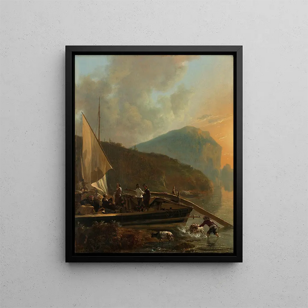 Italian River Landscape Painting - Adam Pynacker — framed artwork on a wall