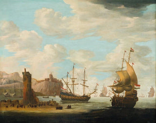 a seascape with large sailing ships - Adam Silo — artwork view