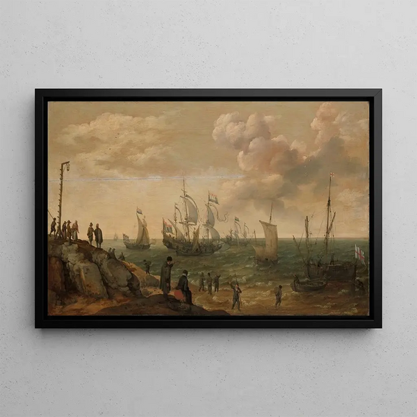 Ships along the coast - Adam Willaerts — framed artwork on a wall