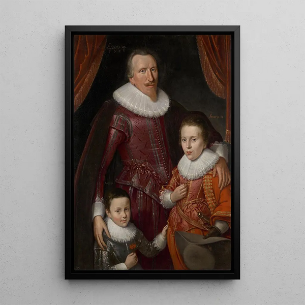 George Seton 8th Lord Seton and 3rd Earl of Winton 1584-1650 Royalist With his sons - Adam de Colone — framed artwork on a wall