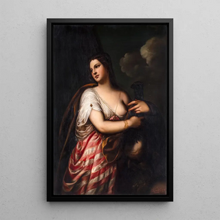 Judith with the Head of Holofernes after Alessandro Varotari - Adelaide Leuhusen — framed artwork on a wall