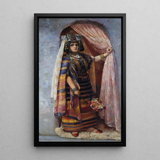 Une Ouled Naïl au pas de sa porte - Adèle Compin de Lurieux — framed artwork on a wall