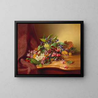 Still life with parrot - Adèle Schuster — framed artwork on a wall