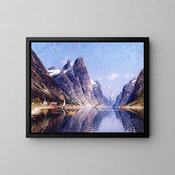 Norwegian Fjord Landscape - Adelsteen Normann — framed artwork on a wall