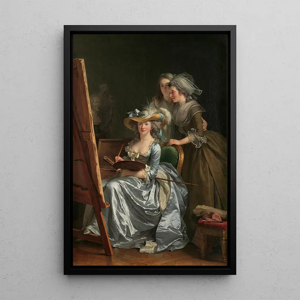 Self-portrait with two students Marie Gabrielle Capet and Marie Marguerite Carreaux de Rosemond - Adélaïde Labille-Guiard — framed artwork on a wall