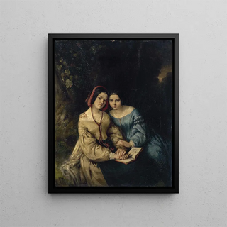 Portraits of Héloïse and Anaïs Colin by themselves - Adolphe-Anaïs Colin — framed artwork on a wall