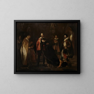 The Count Lamoral d'Egmont bidding farewell to his wife - Adèle Kindt — framed artwork on a wall
