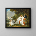 a family portrait with their pug in a river landscape - Adèle Romany — framed artwork on a wall