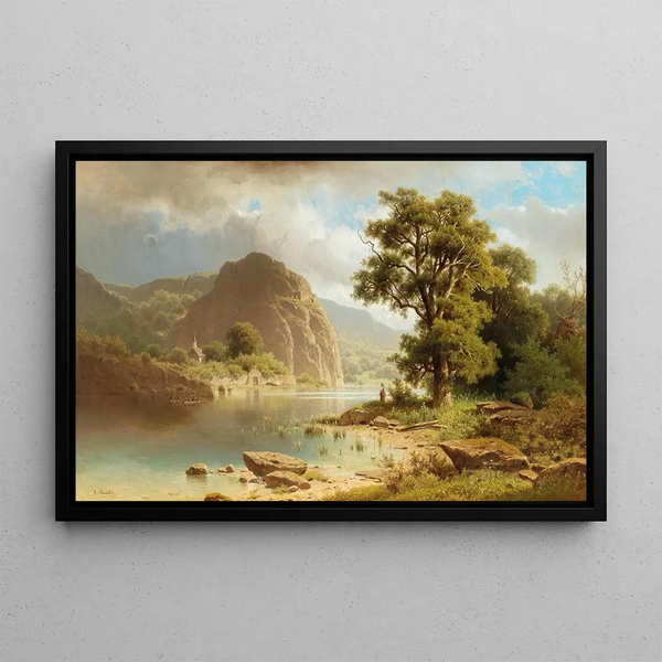 a lakeside landscape - Adolf Chwala — framed artwork on a wall