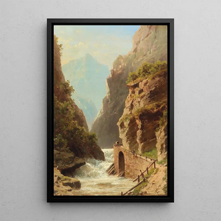 Sentier sur une rive de rivière - Adolf Chwala — framed artwork on a wall