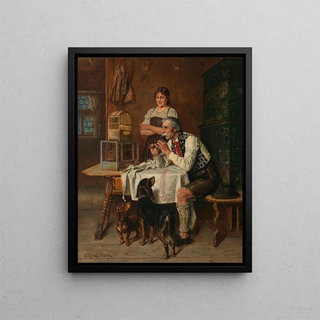 A Home Concert - Adolf Eberle — framed artwork on a wall
