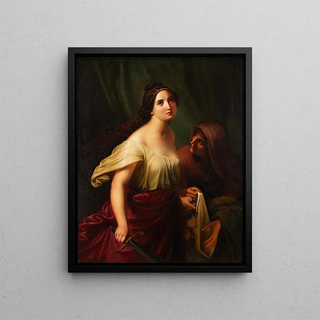 Judith with the Head of Holofernes - Adolf Gottlob Zimmermann — framed artwork on a wall