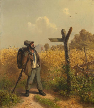 The homeless man with the sign - Adolf Heinrich Lier — artwork view