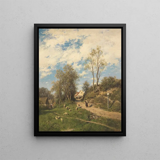 Morning Spring Painting - Adolf Heinrich Lier — framed artwork on a wall