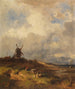 Coastal landscape painting with windmill - Adolf Heinrich Lier — artwork view