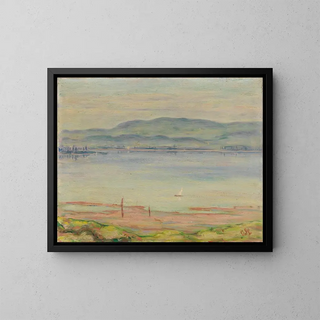 Landscape of Lake Constance near Mettnau - Adolf Hildenbrand — framed artwork on a wall