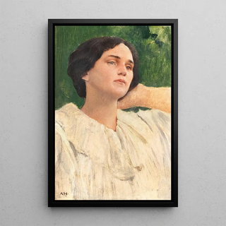 Portrait of the artist's wife - Adolf Hirémy-Hirschl — framed artwork on a wall