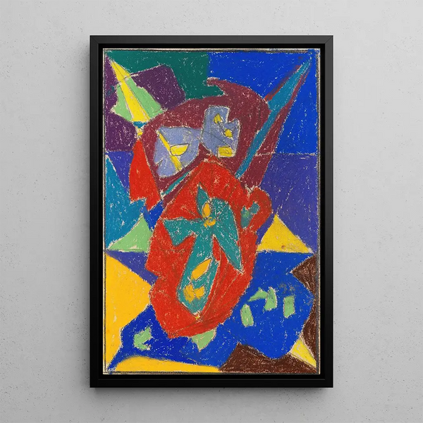 Angel on red background - Adolf Hölzel — framed artwork on a wall