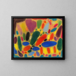 Composition colorée avec des formes rondes et ovales - Adolf Hölzel — framed artwork on a wall