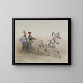 A sleigh ride - Adolf Yosifovich Charlemagne — framed artwork on a wall