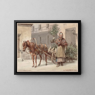 Vendeuse de sapins de Noël - Adolf Yosifovich Charlemagne — framed artwork on a wall