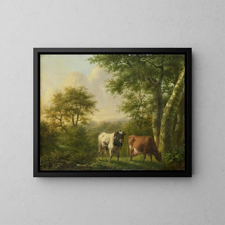 Landscape with Livestock - Adolf Karel Maximiliaan Engel — framed artwork on a wall