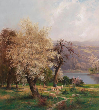 a lakeside landscape in spring - Adolf Kaufmann — artwork view