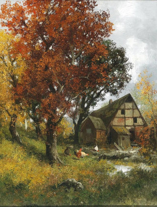 A mill in an autumn forest - Adolf Kaufmann — artwork view