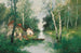 River landscape painting in spring - Adolf Kaufmann — artwork view