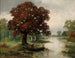 a river landscape with a fisherman in autumn - Adolf Kaufmann — artwork view
