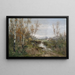 Autumn landscape painting near a birch grove - Adolf Kaufmann — framed artwork on a wall