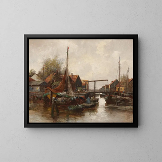 in the port - Adolf Kaufmann — framed artwork on a wall