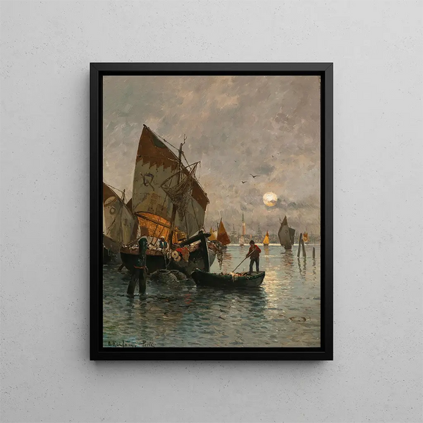 Dans la lagune vénitienne - Adolf Kaufmann — framed artwork on a wall