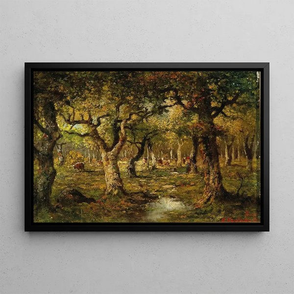 In the Barbizon Forest - Adolf Kaufmann — framed artwork on a wall