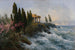 Mediterranean landscape painting with ancient temple - Adolf Kaufmann — artwork view