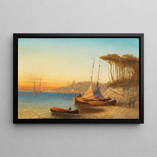 Motif au golfe d'Ischia près de Naples - Adolf Kaufmann — framed artwork on a wall