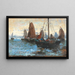 Seascape with numerous sailboats - Adolf Kaufmann — framed artwork on a wall