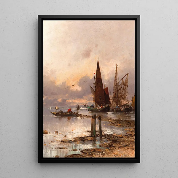 Sunset on the Greek Coast - Adolf Kaufmann — framed artwork on a wall