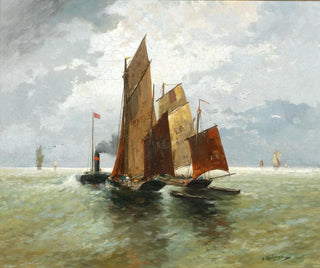 Bateaux à vapeur et bateaux de pêche en mer - Adolf Kaufmann — artwork view