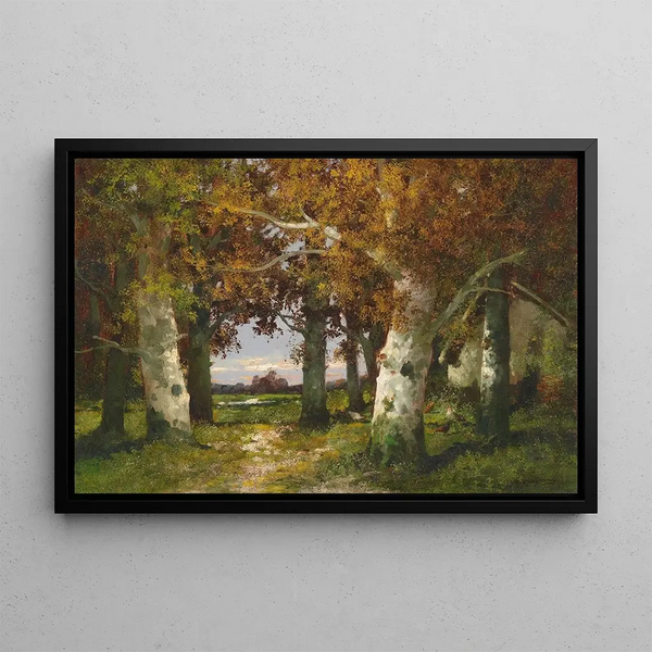 Forest Landscape Painting - Adolf Kaufmann — framed artwork on a wall