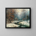 Winter River Landscape Painting - Adolf Kaufmann — framed artwork on a wall