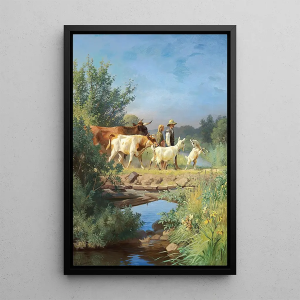 On the bridge - Adolf Mackeprang — framed artwork on a wall