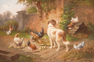 Adolf Nowey - Dog among chicken.webp