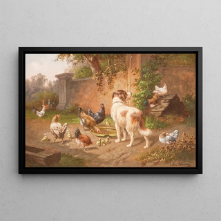 Adolf Nowey - Dog among chicken.webp