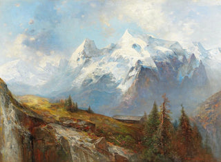 the Ortler and the Königsspitze from the Malserhaide pastures in Tyrol - Adolf Obermüllner — artwork view